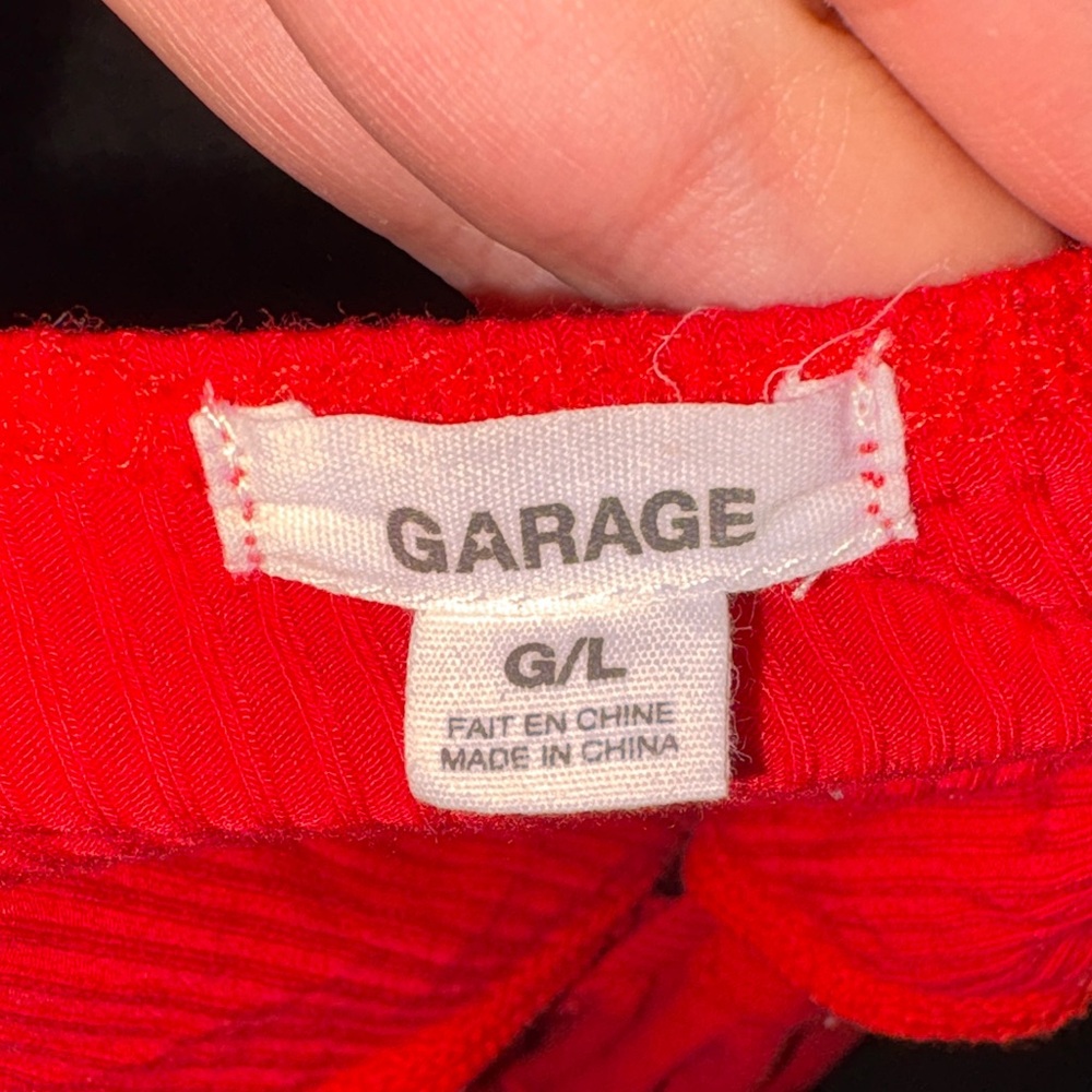 Garage Red Ribbed Strap Bodysuit - Picture 2 of 3